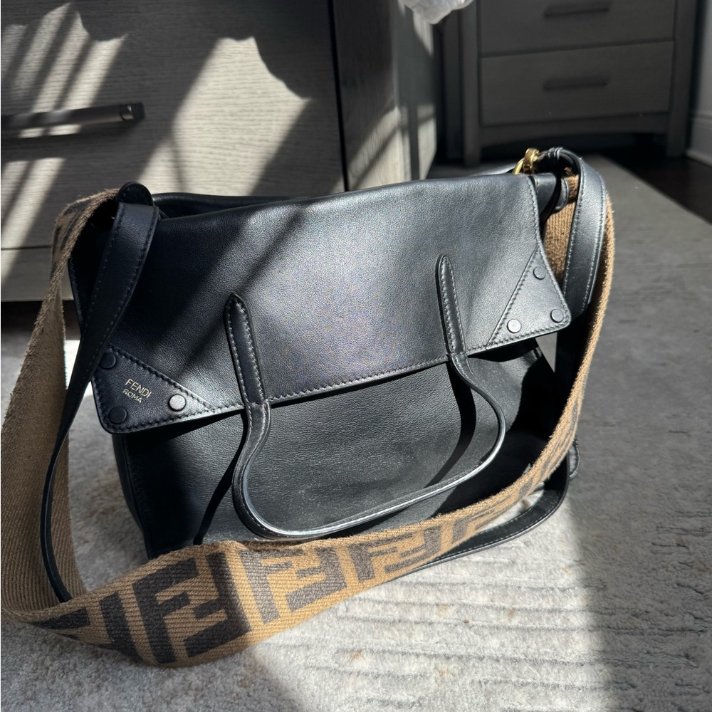 Fendi Zucca FF Flip Bag - Black